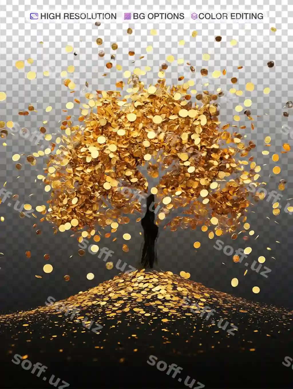 Oltin daraxt boylik baxt qora | Golden tree wealth prosperity black
