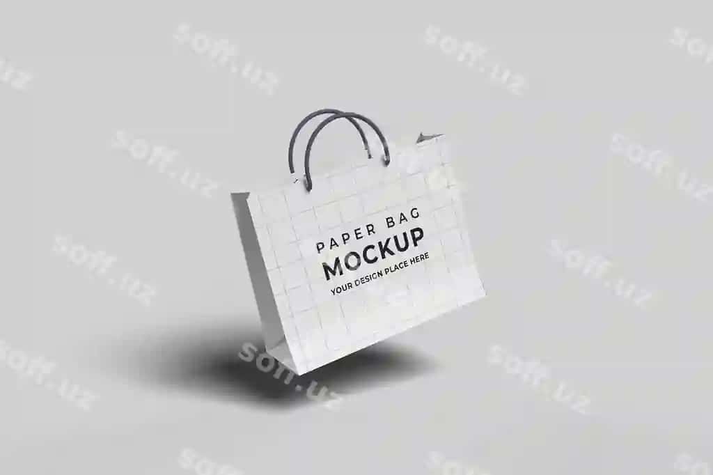 Bo'sh landshaft qog'oz sumkasi maketi shabloni | Blank landscape paper bag mockup template