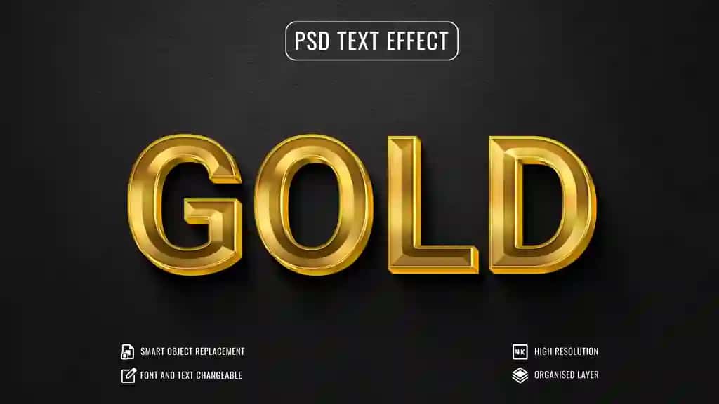 Hashamatli shrift uslubidagi maket oltin rangda, tahrirlanadigan 3D matn effekti psd | Luxury font style mockup shining gold editable 3d text effect psd