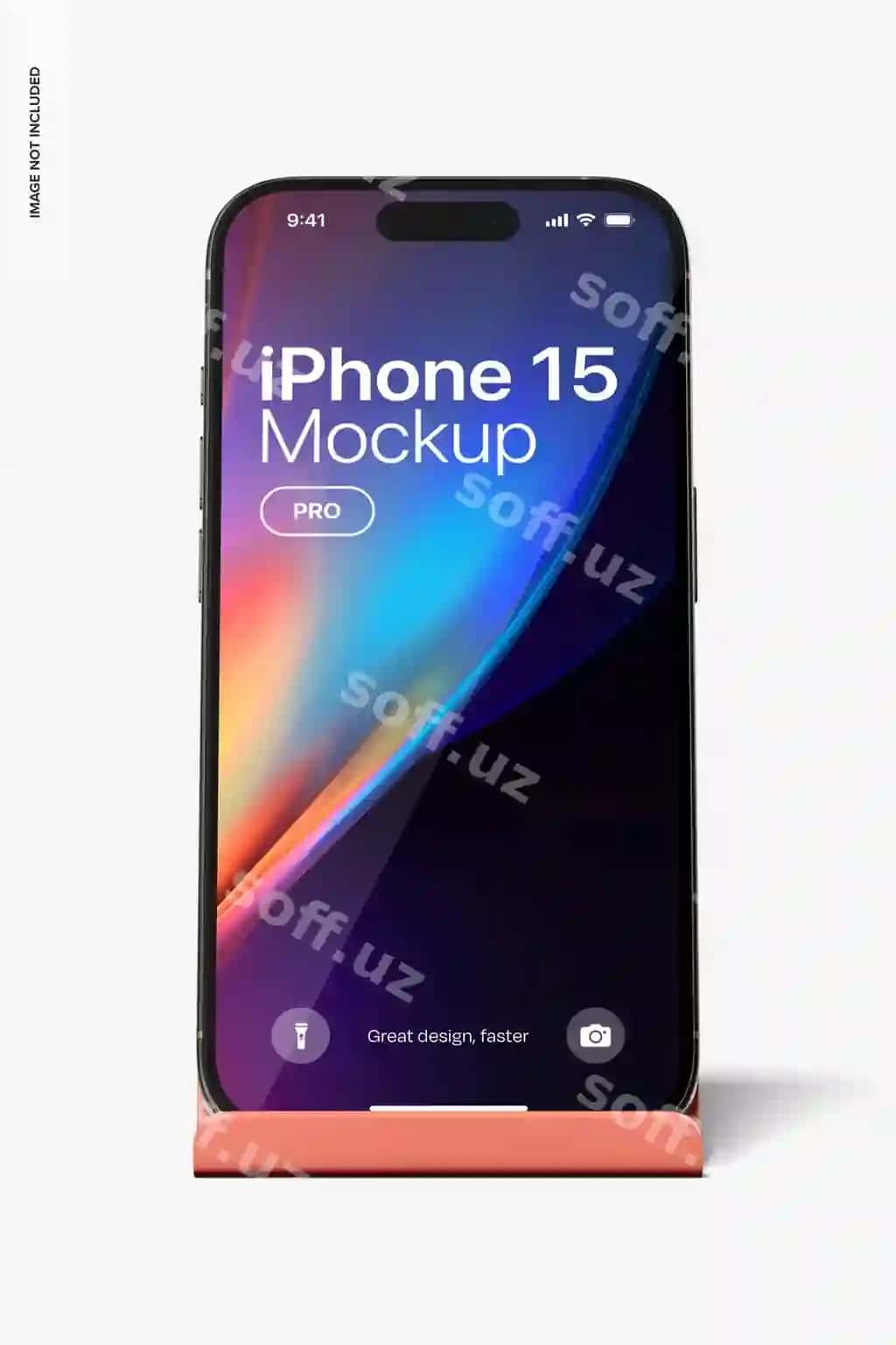 Ko'rgazma iPhone 15 Pro mockup oldingi ko'rinish | Exhibition iphone 15 pro mockup front view