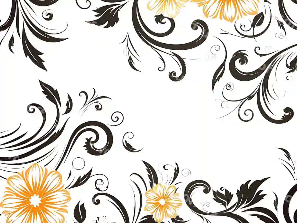 Chiroyli qora gulli dekorativ vektor 2 | Beautiful black floral decorative vector 2