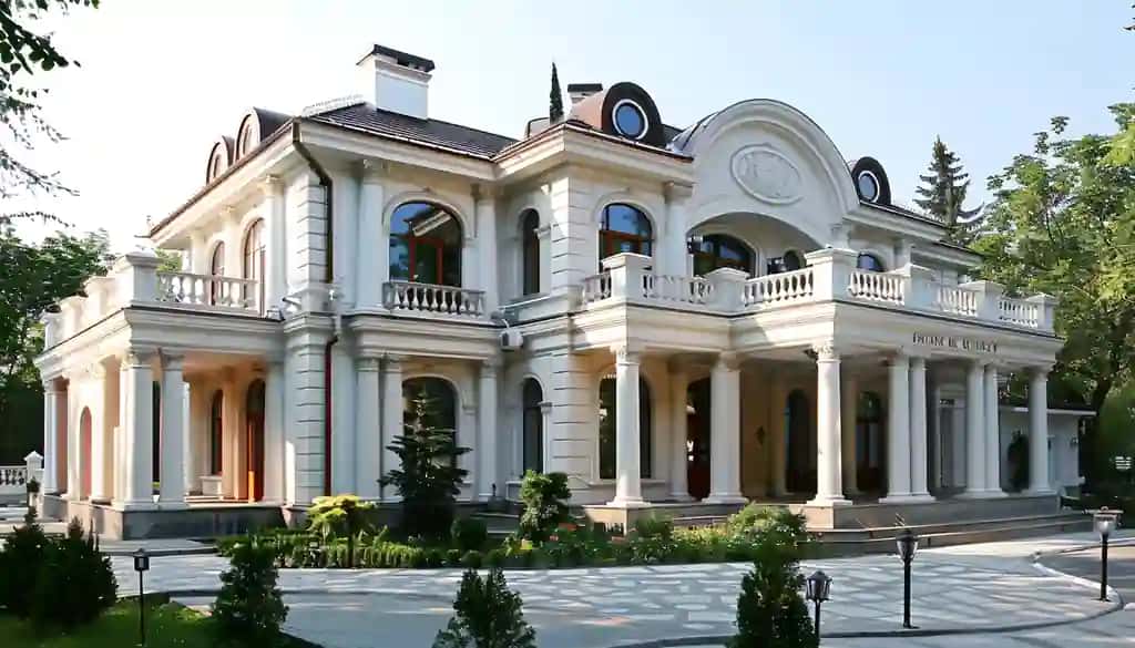 Hashamatli dizayn bog'iga ega klassik uy | Classic house with luxury design garden
