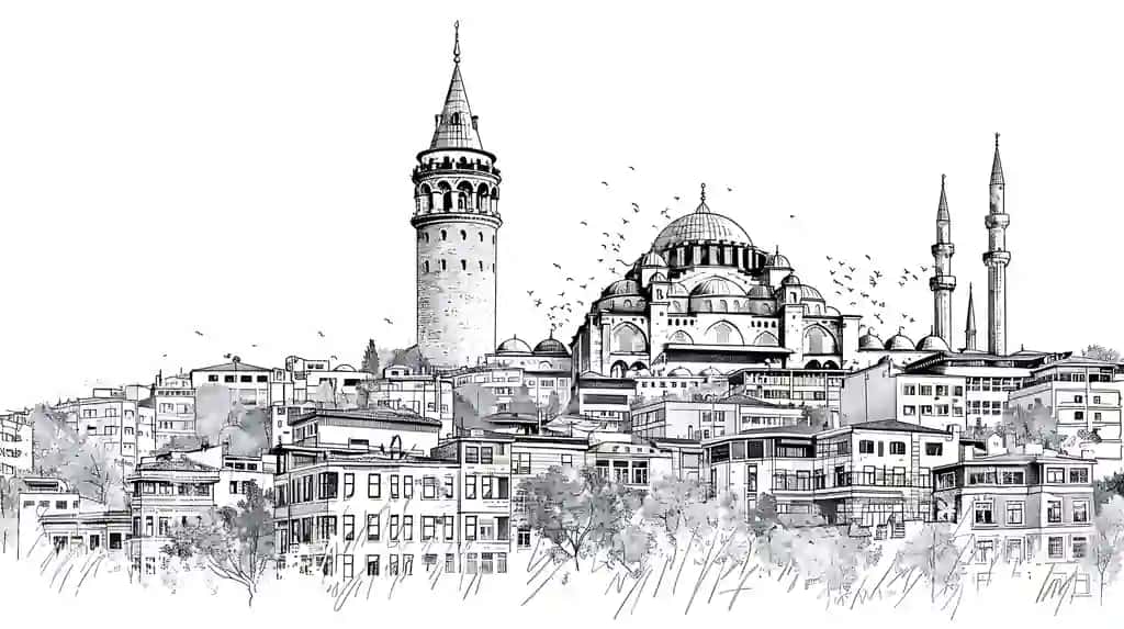 Shahar chizish shahar orqa fonli | Drawing city with city background