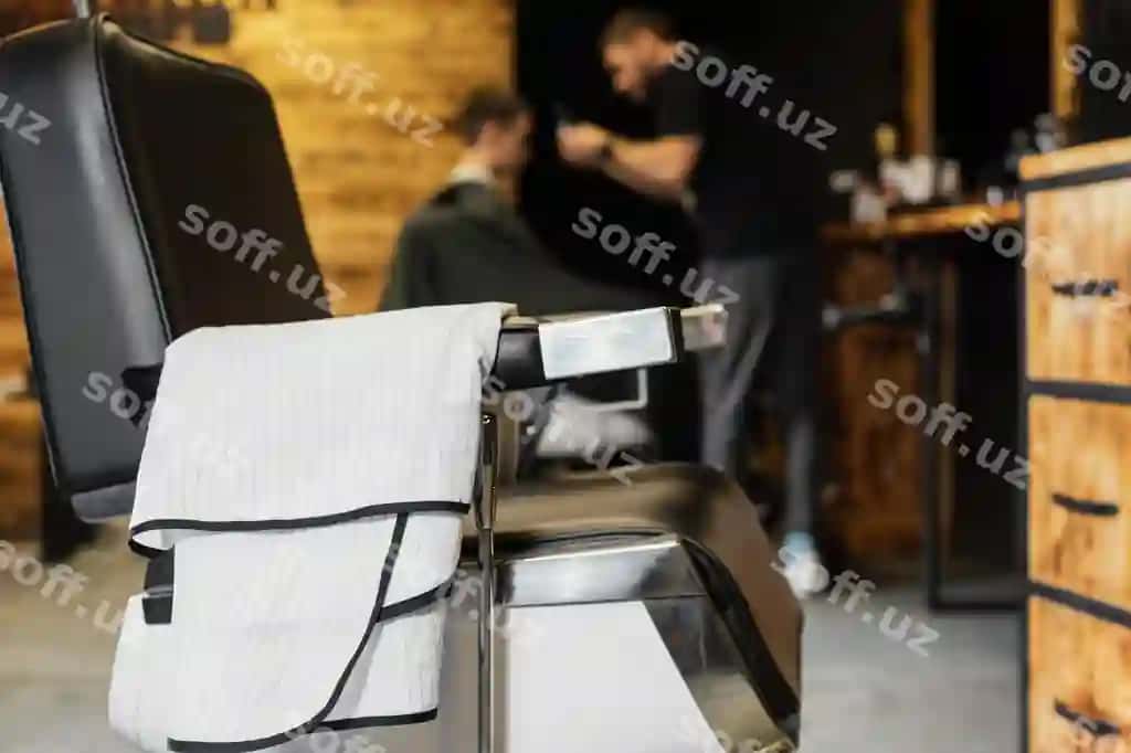 Soch qiruvchi do‘kon model kompositsiyasi | Barber shop mock up composition