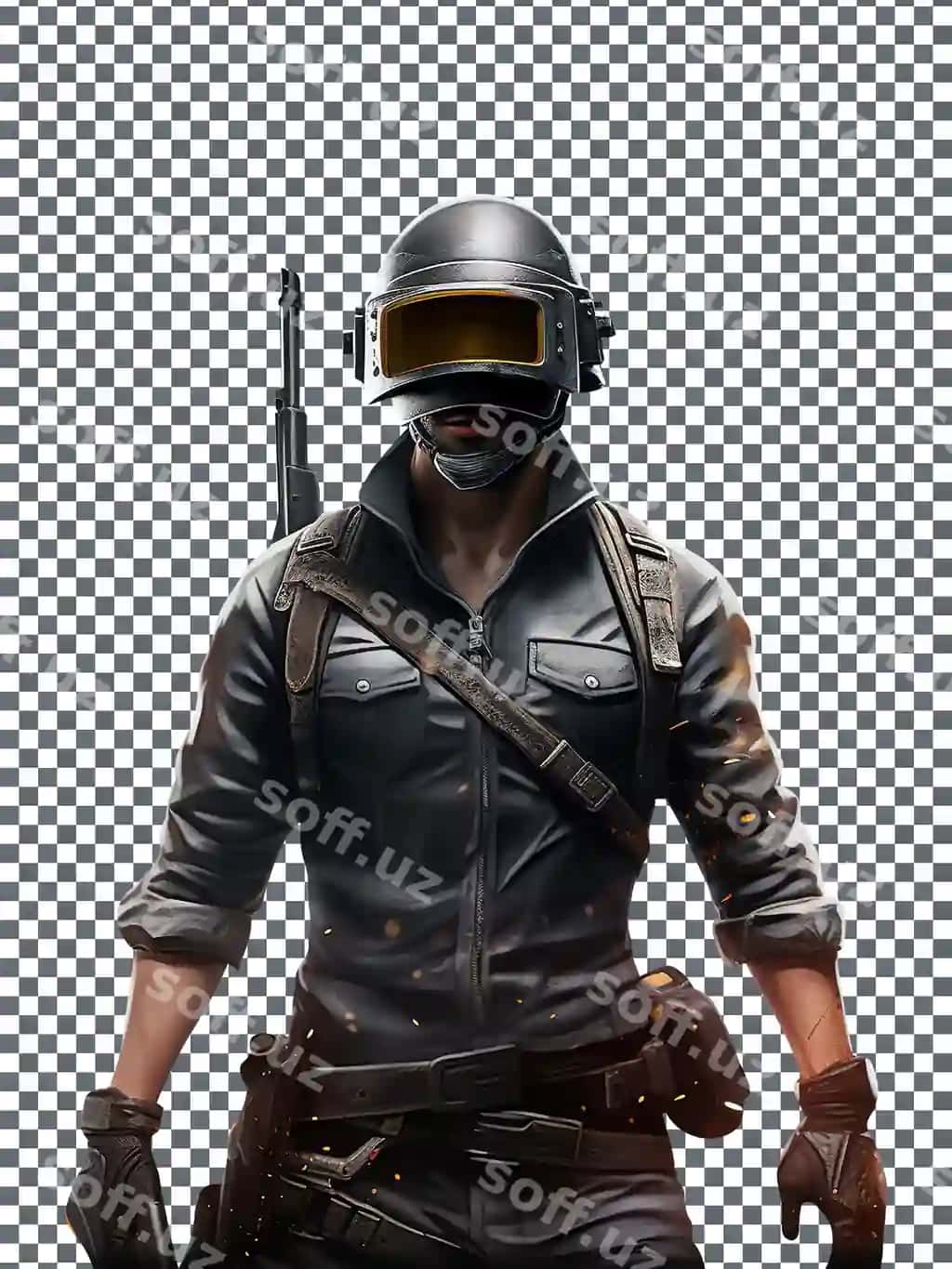 Pubg o'yin o'yinchi shaxsiyati ajraltirilgan shaffof fonda | Pubg game player chrachter isolated transparent background