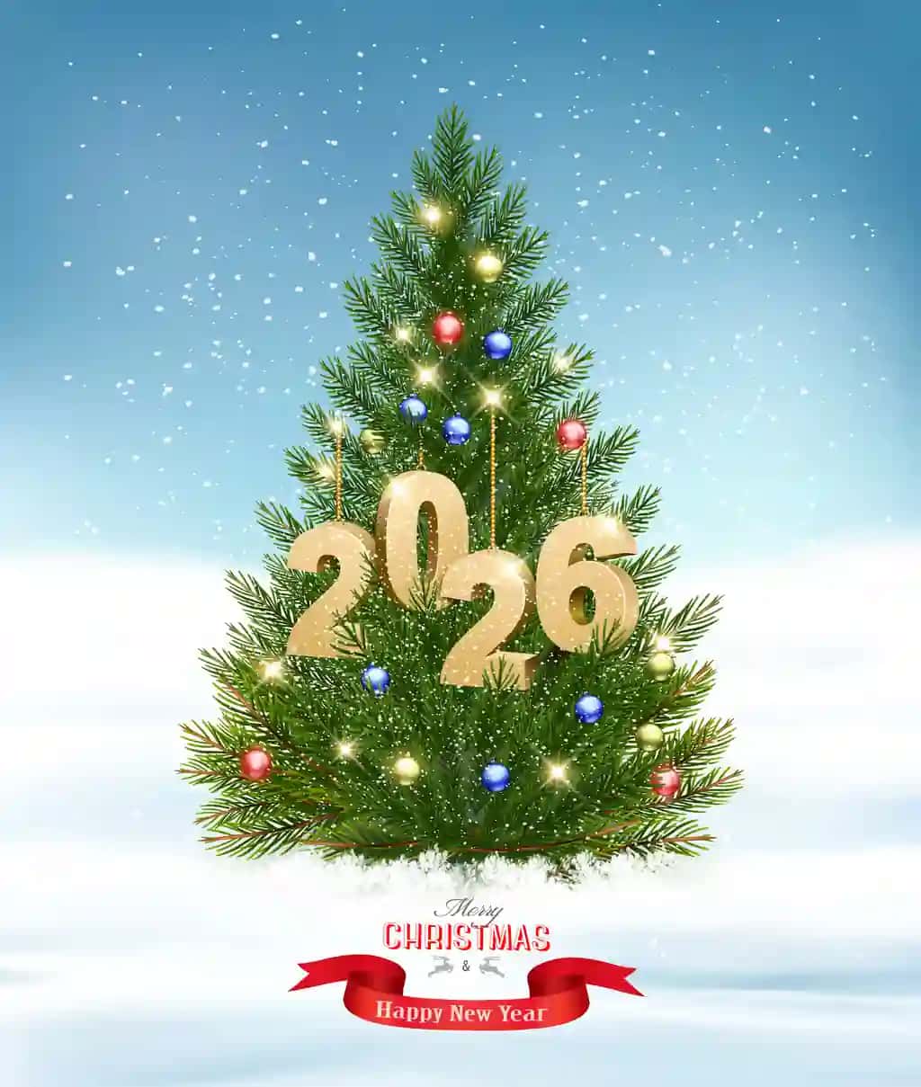 Rojdestvo daraxti gulchambar oltin 2026 vektorli bayram foni | Holiday background with christmas tree with garland gold 2026 vector