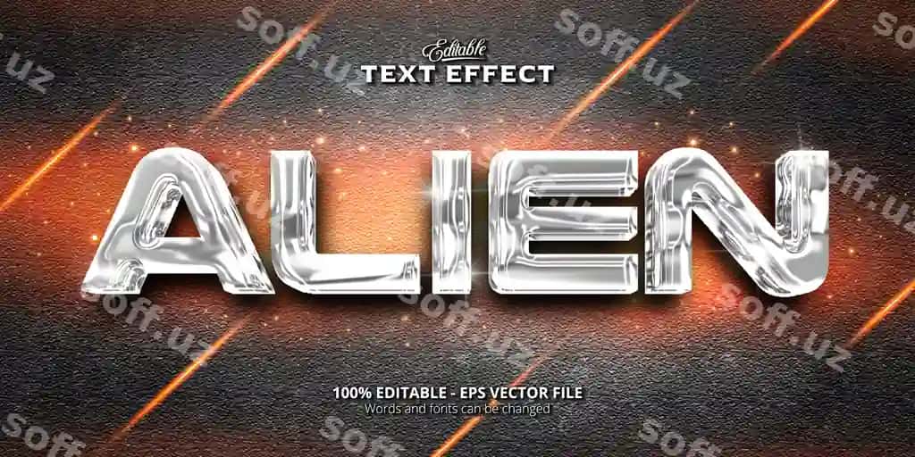Tahrirlanadigan matn effekti begona matn | Editable text effect alien text