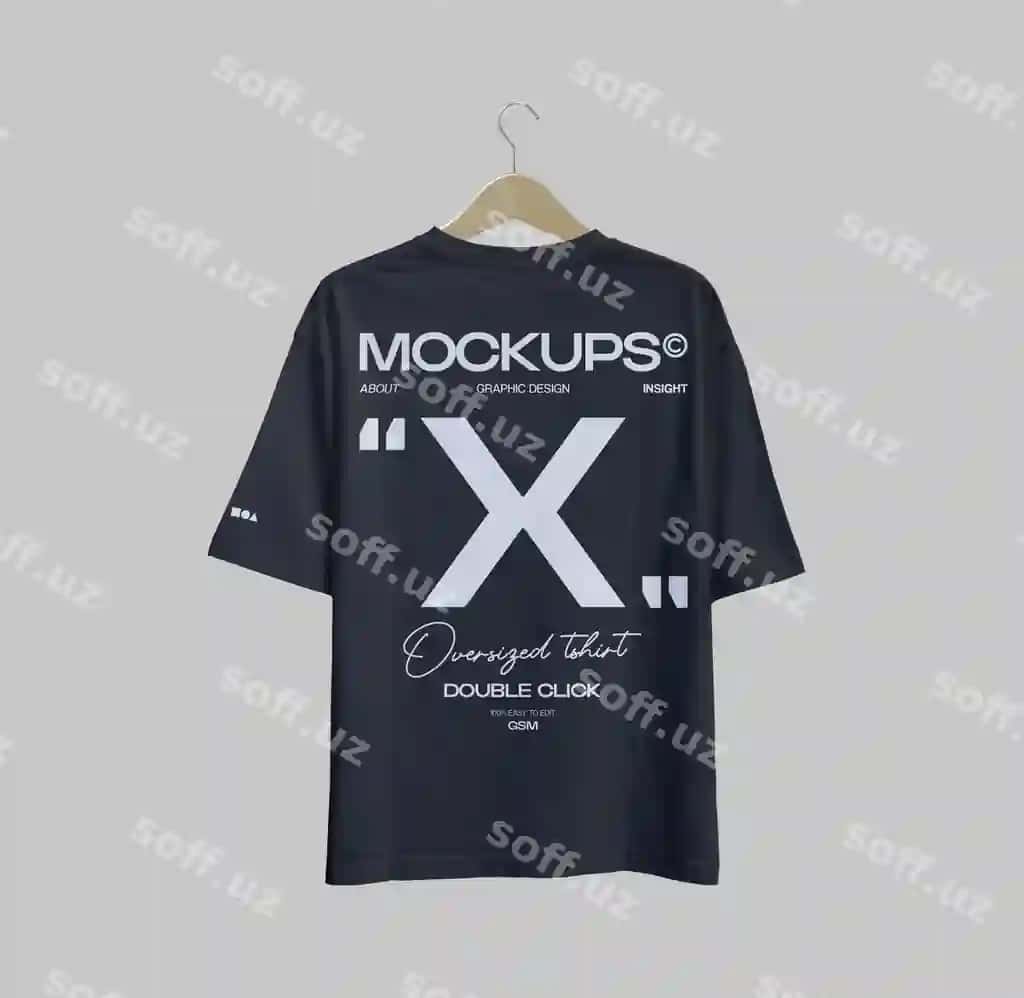 Orqa bosma dizayni bilan katta hajmli futbolka maketi | Oversized tshirt mockup with back print design