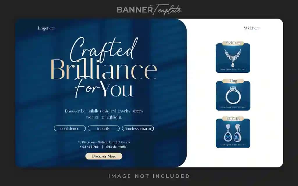 Nafis hashamatli zargarlik buyumlari ijtimoiy media veb-banner shablonlari professional | Elegant luxury jewelry social media web banner template professional