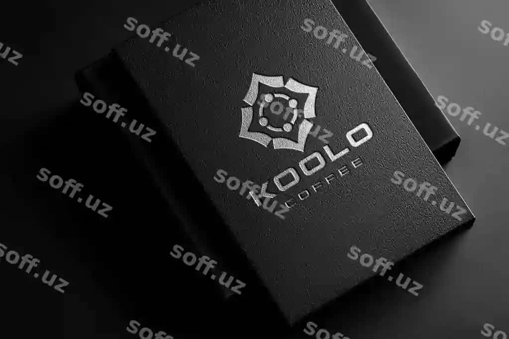 Hashamatli kumush rangli metall qora naqshinkor logotip maketi | Luxury silver metallic black embossed logo mockup