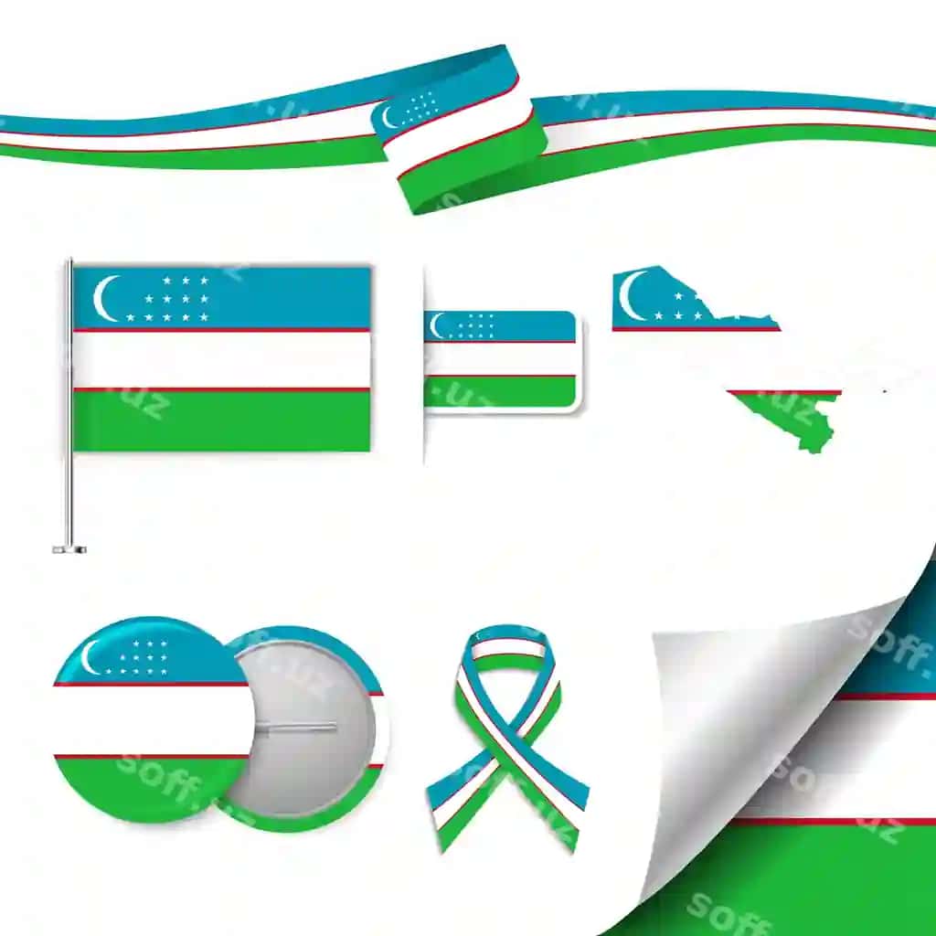 Oʻzbekiston bilan bayrogʻ elementlarini oʻrnat | Set flag elements with uzbekistan
