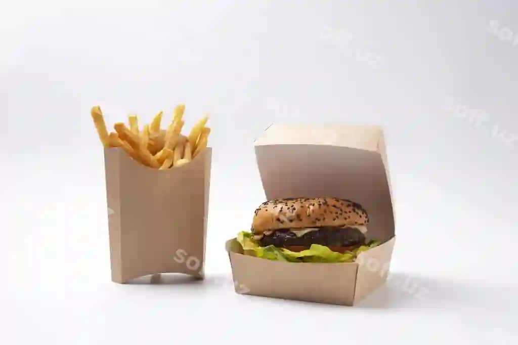 Mazali burger fri joylashtirilgan | Delicious burger fries arrangement