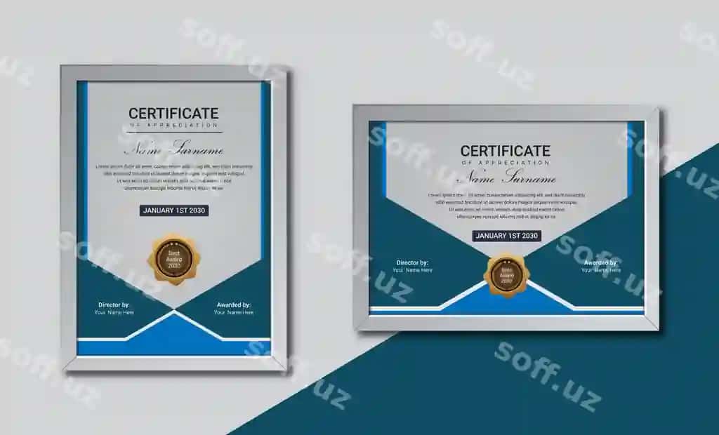 Hashamatli nishon ramkali sertifikat muvaffaqiyati shablonlari | Certificate achievement template with luxury badge frame