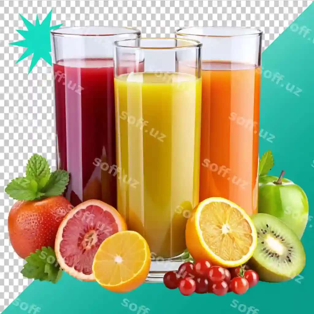 Shaffof fonda yangi siqilgan sabzavot sharbati smoothie o'rnating | Set freshly pressed vegetable juice smoothie transparent background