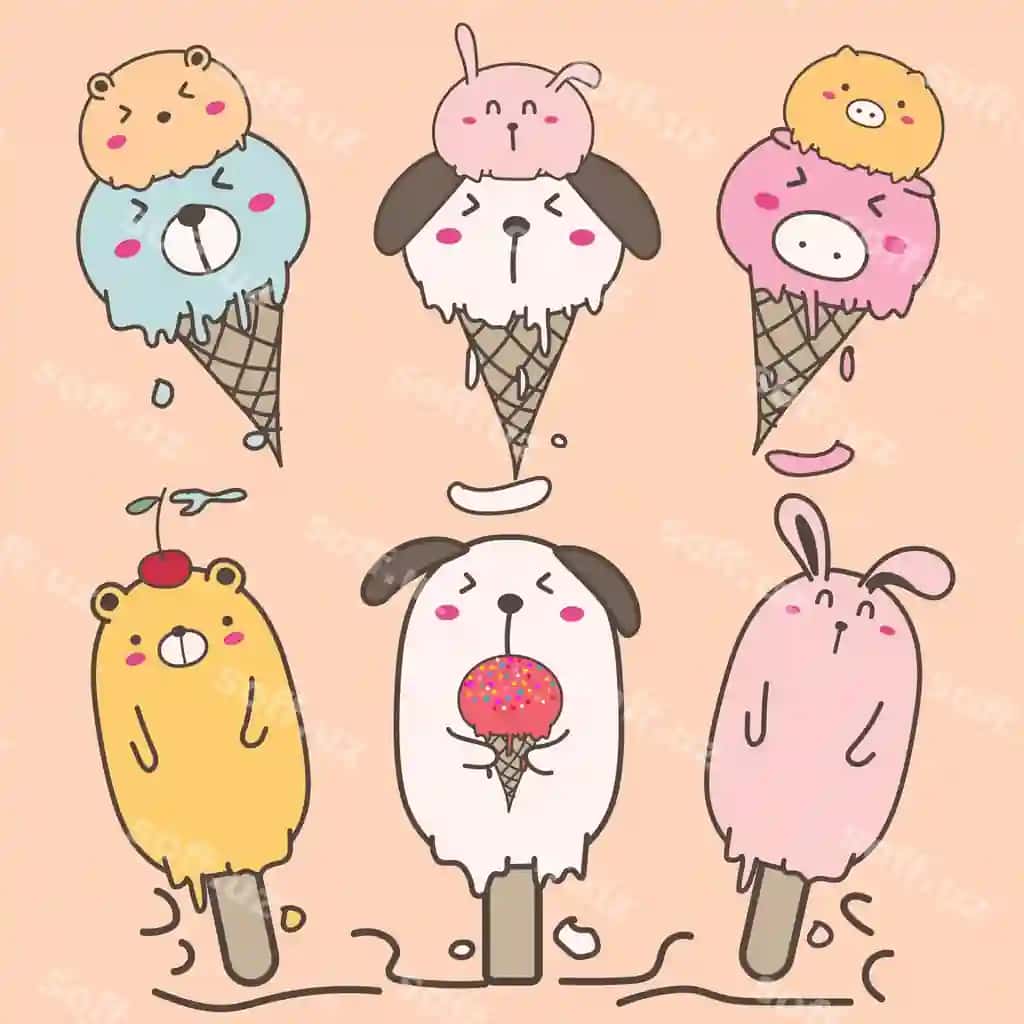 Komplekt muzqaymoq chiroyli | Set cute ice cream