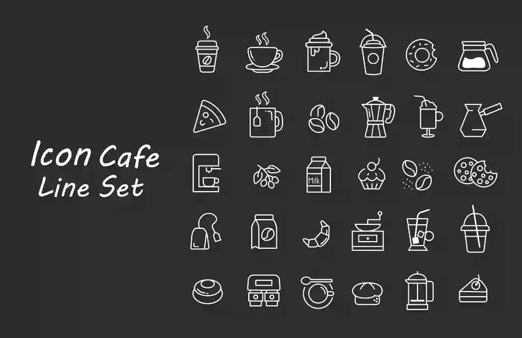 Cafeicon to'plam liniyasi designsh01 | Cafeicon set line designsh01