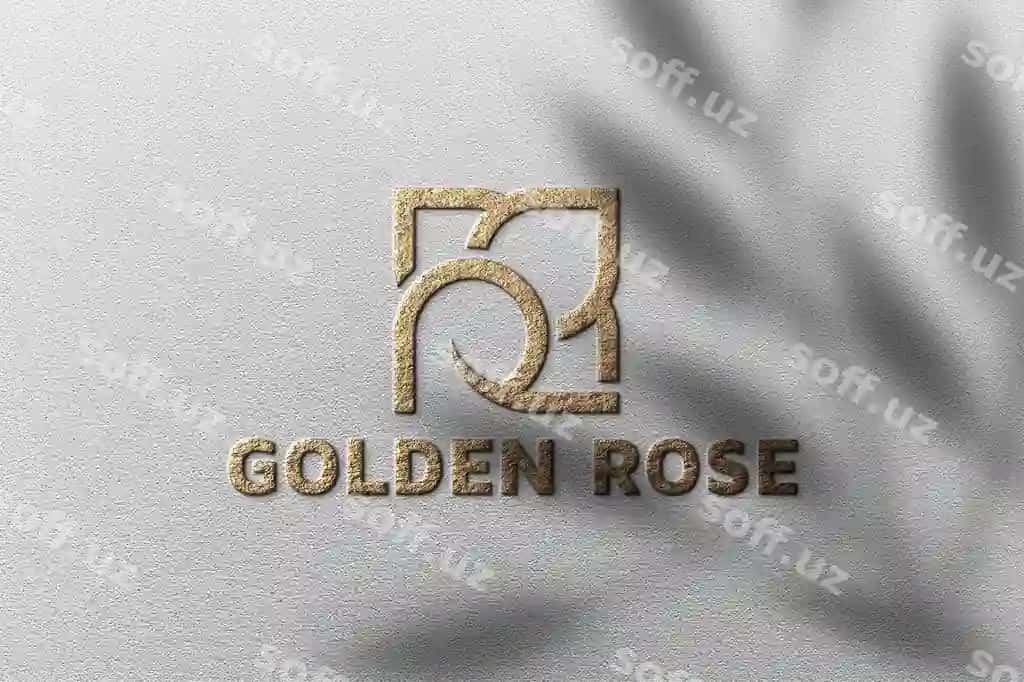 O'simlik soyasi bilan oltin logotip maketi | Golden logo mockup with plant shadow