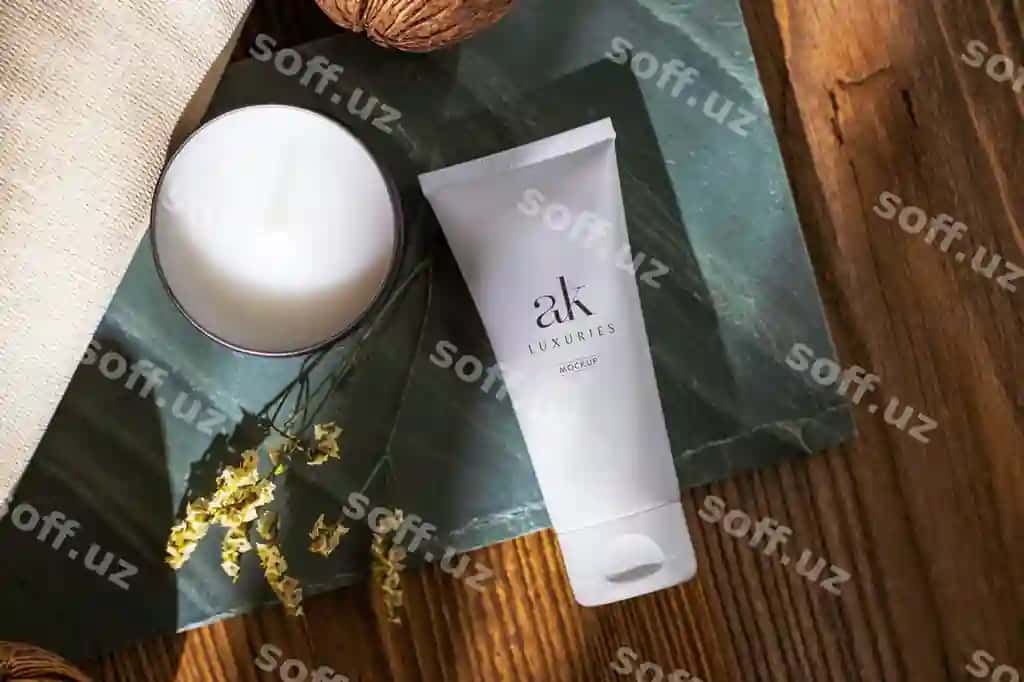 Elegant logotip namunasi kosmetik krem qutisi | Elegant logo mockup cosmetic cream tube