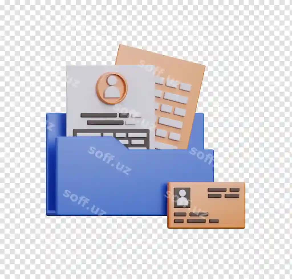 Rezyume hujjatlari tashrif qog'ozi bilan papka | Folder with resume documents business card