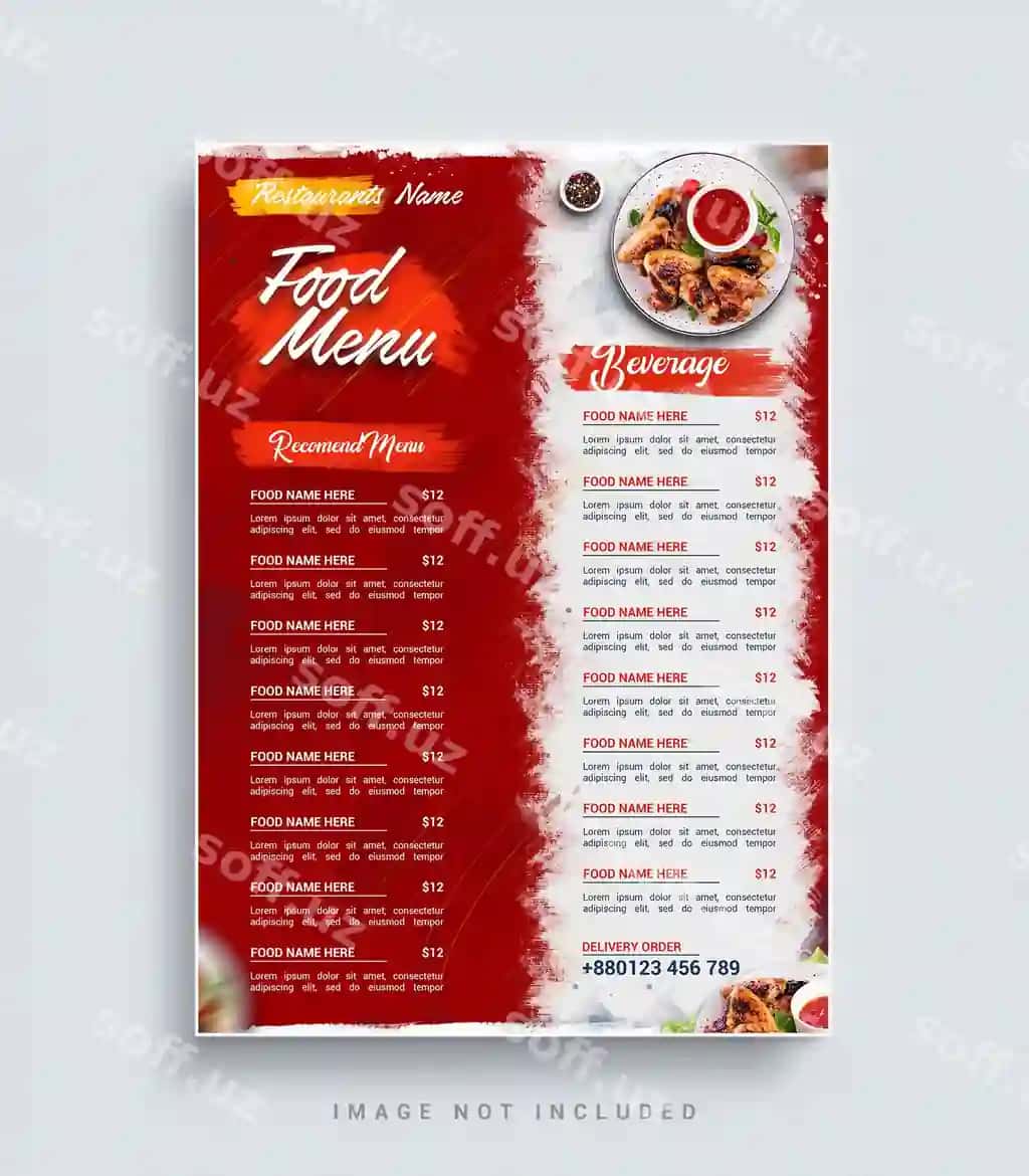 Restoranlar uchun ovqatlar menyusi poster shabloni | Restaurants food menu poster template