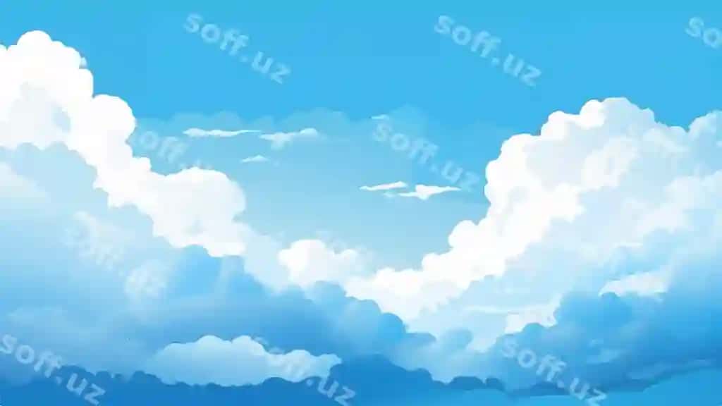 Bulutlar osmon fon ko'k osmon fon oq bulutlar akvarel bilan | Clouds sky background blue sky background with white clouds watercolor