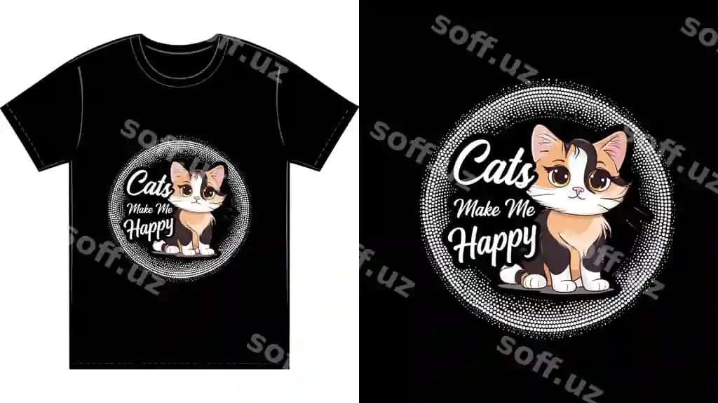 Mushuklar meni xursand qiladi futbolka dizayni | Cats make me happy t shirt design