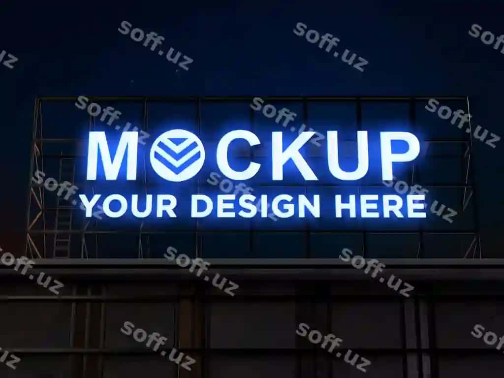 Ko'cha neon chiroqlari tabelasi maketi | Street neon lights signboard mockup