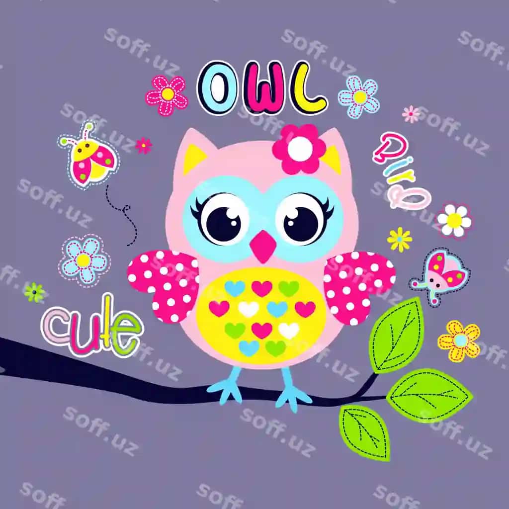 Gulishiq burtuqlar gulli vektor illustratsiyalarni sevadi | Funny owls love flower vector illustrations