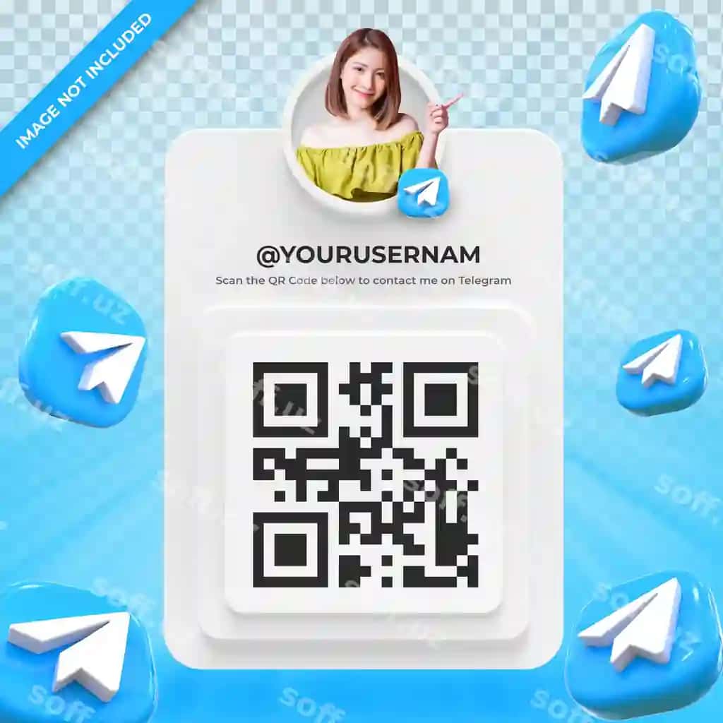 Banner skan ikon profil Telegram 3D render etiketka ajraltirilgan | Banner scan icon profile telegram 3d rendering label isolated