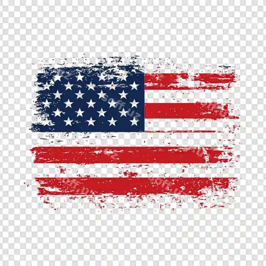 Cho'tka zarbasi effekti bilan izolyatsiya qilingan shaffof Qo'shma Shtatlar bayrog'i | United states flag with brush stroke effect isolated transparent