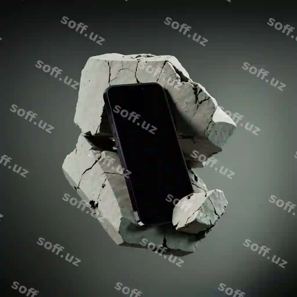 Telefon mockup singan beton elementi | Phone mockup broken concrete element