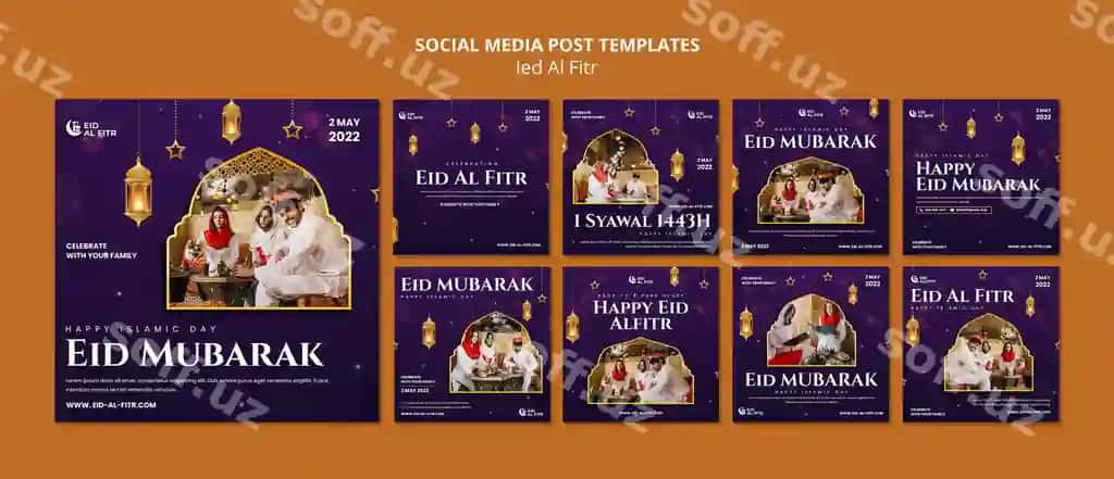 Haqiqiy Eid al-Fitr dizayn shabloni | Realistic eid al fitr design template