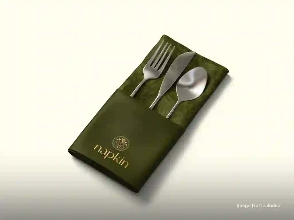 Elegant vilkalar pichoq to'plami buklangan salfetka | Elegant cutlery set folded napkin