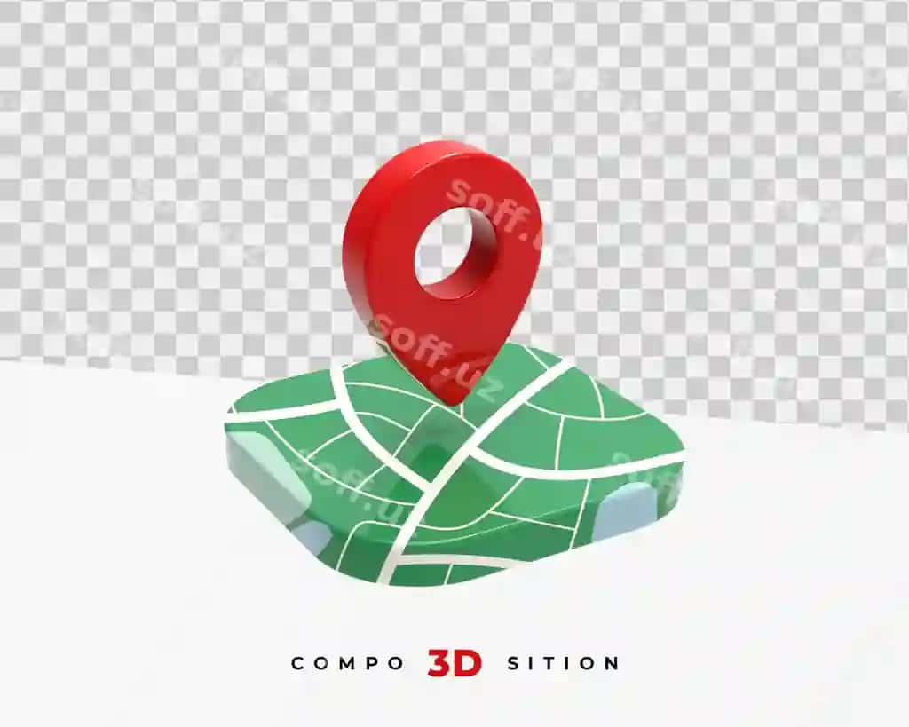 Joylashuv belgisi 3D renderlash | Location icon 3d rendering