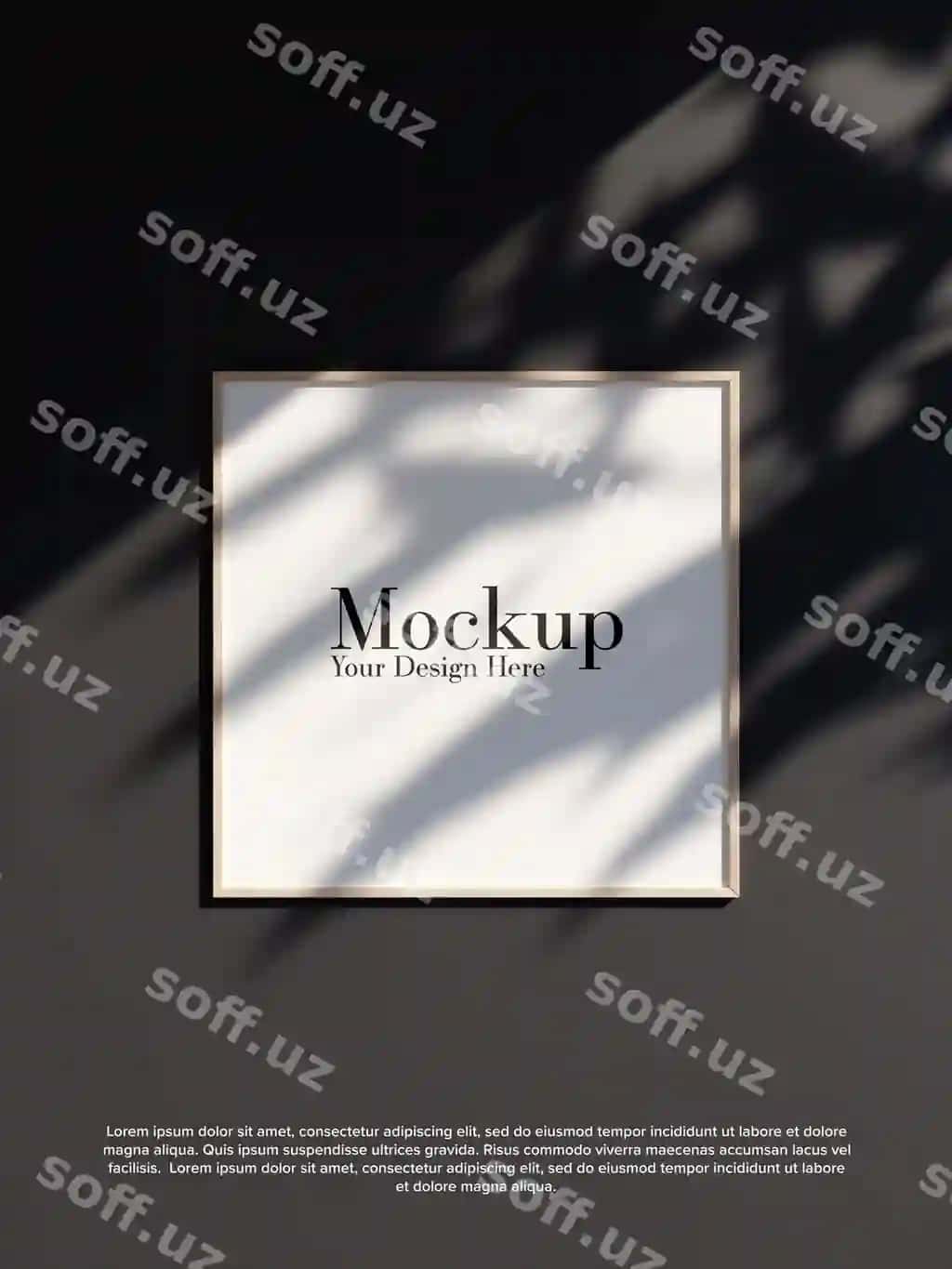 Qora devorda osilgan bo'sh ramka maketi | Empty frame mockup hanging black wall