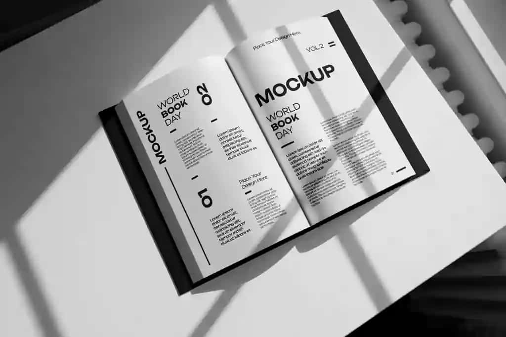 Yorug'lik soyalari bilan kitob maketi | Book mockup with lights shadows