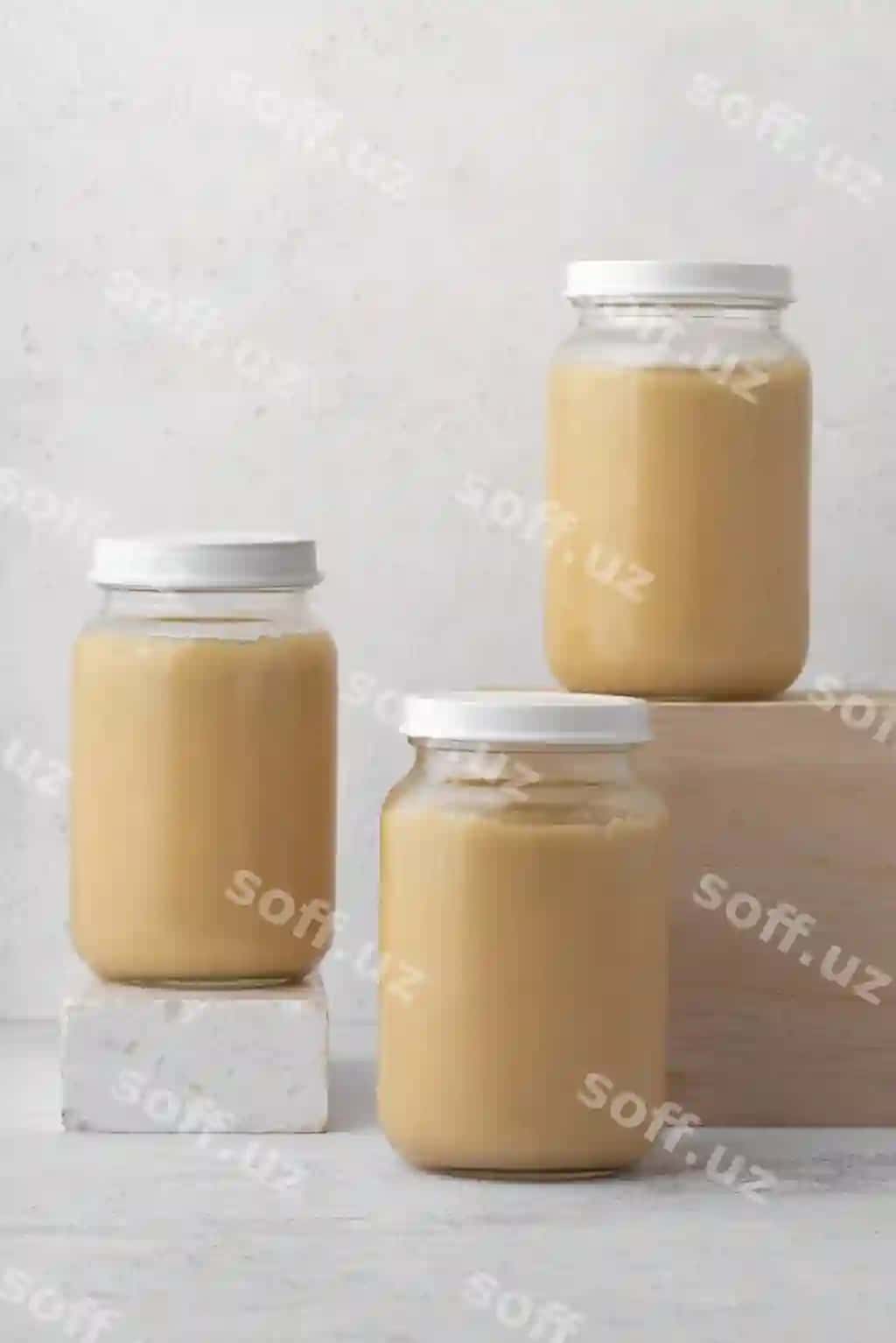 Banka Bolalar ovqati turkumi modeli | Jars with baby food assortment mockup