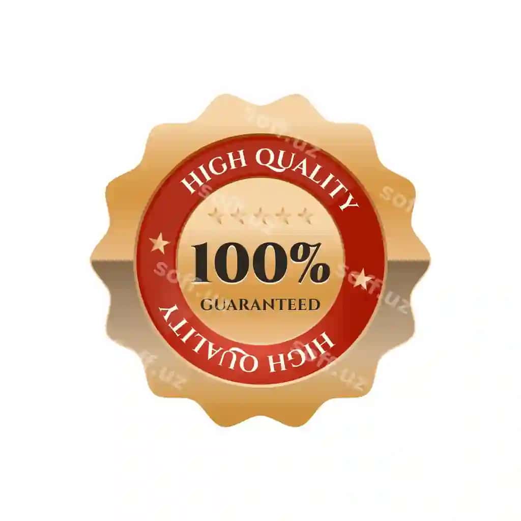 Oltin chegarali qizil kafolatlangan nishon | Red guaranteed badge with gold border