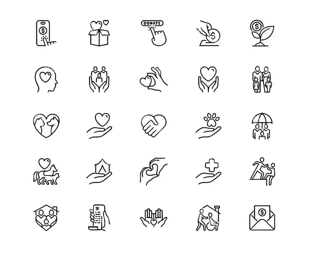 To'plam qora oq so'z 'love it' yozilgan ikonkalar | Collection black white icons with word love it