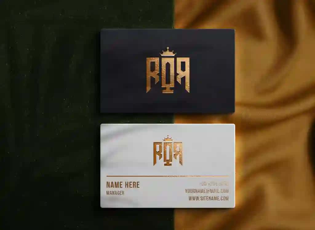Hashamatli vizitka logotipi bilan bezatilgan namunaviy vizitka | Mockup logo luxury business card