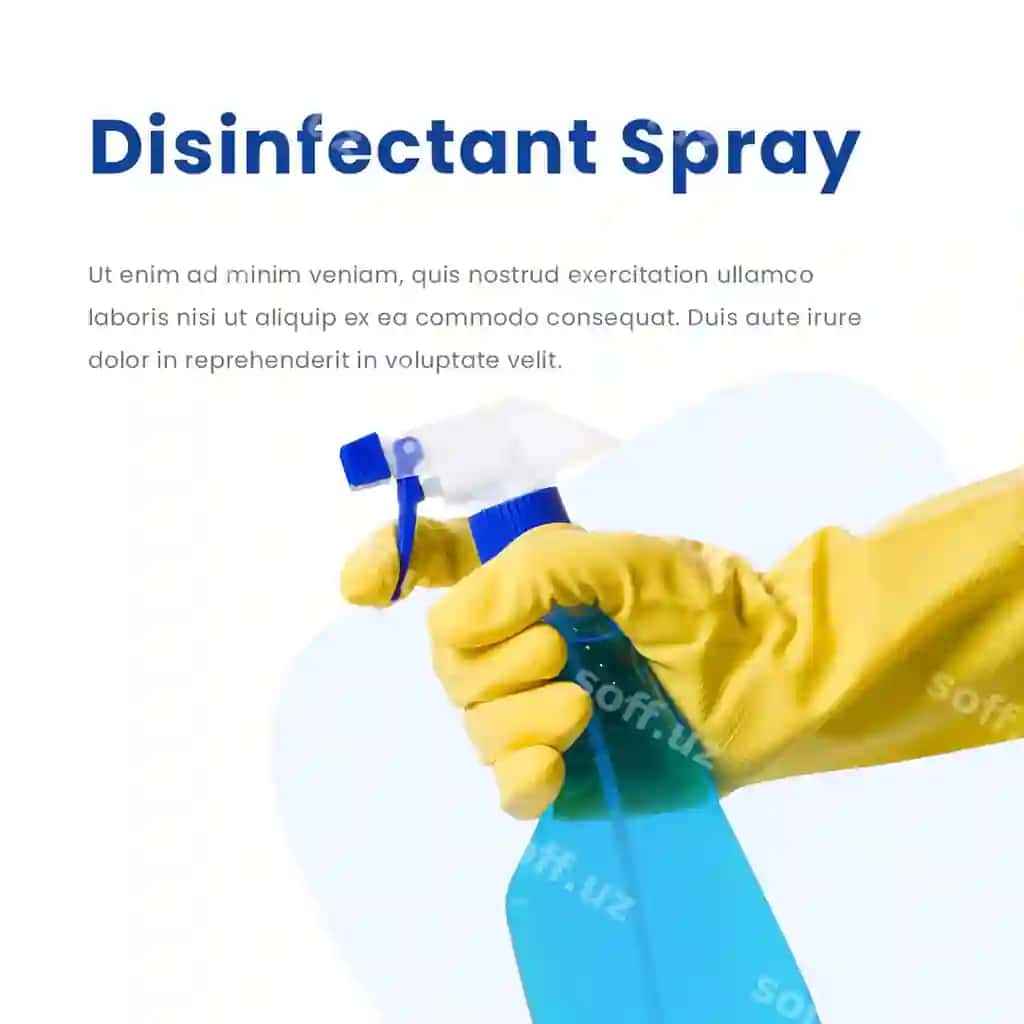 Dezinfeksiyon spreyi ma'lumotli post shabloni kvadrat hajm Instagram | Disinfectant spray informative post template square size instagram