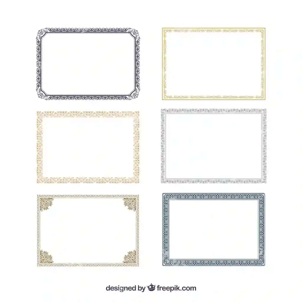 Sertifikat ramkalar to'plami bezatmalar bilan | Certificate frames collection with ornaments