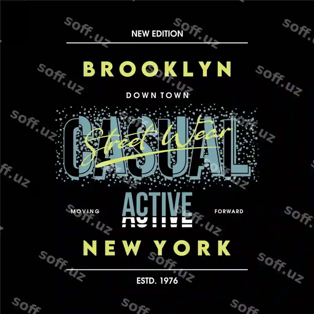 Brooklyn kazual faol harflar anqarli grafik tipografiya vektor | Brooklyn xasual active lettering abstract graphic typography vector