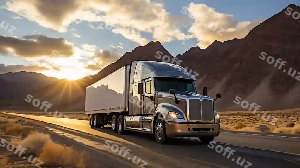 Amerikanskiy stildagi yuk avtomobili yuk olib chiqish avtomagistral samarali transport avtomagistrallar | American style truck hauling load freeway efficient transportation highways