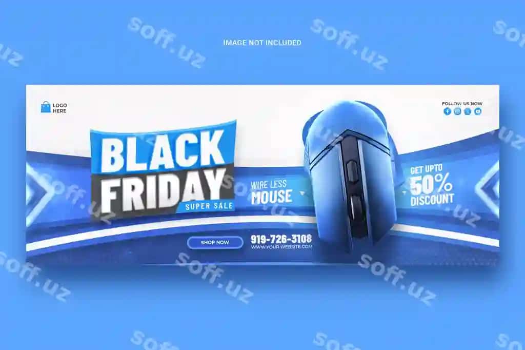 Black Friday super sotuv Facebook qadoiy shabloni | Black friday super sale facebook cover template