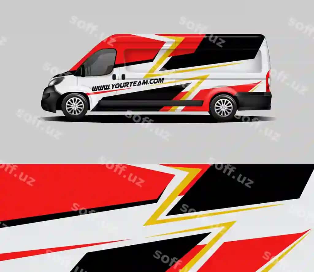 Van wrap bo'sh andoza poyga jamoasi | Van wrap blank template racing team