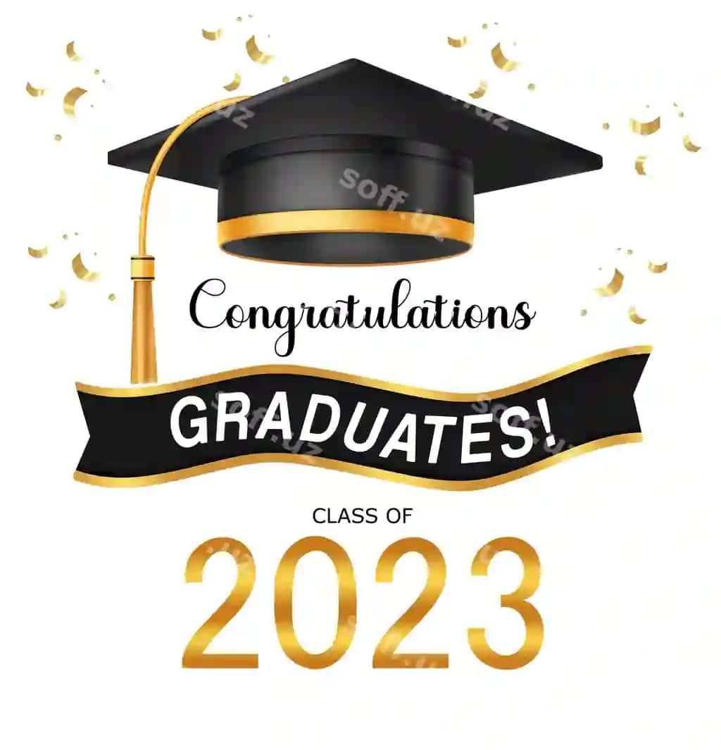 Tabrik matni vektor dizayni 2023-yil bitiruvchilar sinfi | Congratulations greeting text vector design class 2023 graduates