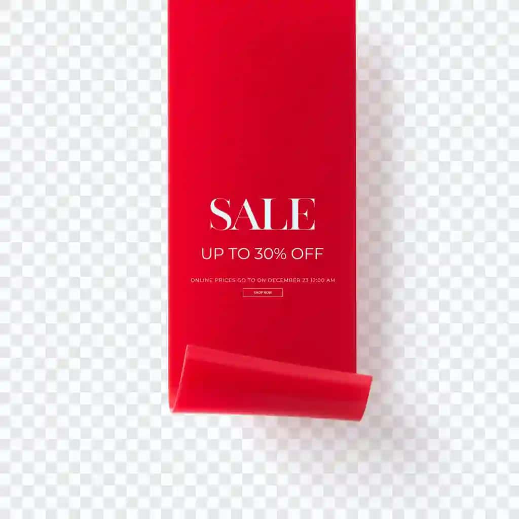 Izolyatsiya qilingan 3D qizil savdo bannerini yoping | Close up 3d red sale banner isolated