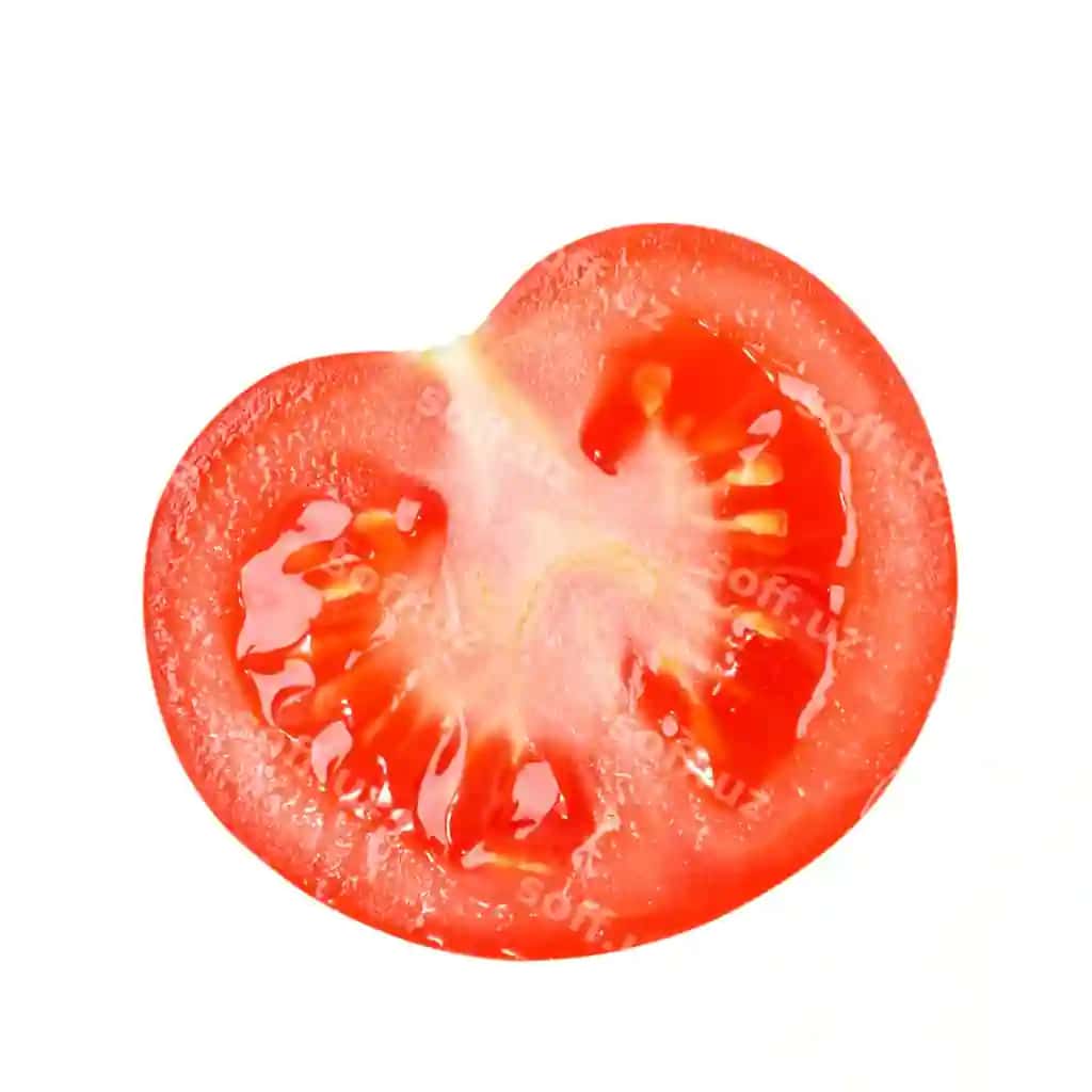 Pomidor yarıma kesilgan yangi suvsiz pomidor burchak to'g'ri ajraltirilgan | Tomato cut half fresh juicy tomato angle is straight isolated