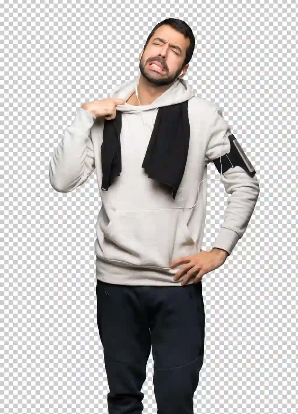 Charchagan kasal ifoda bilan sport odam | Sport man with tired sick expression
